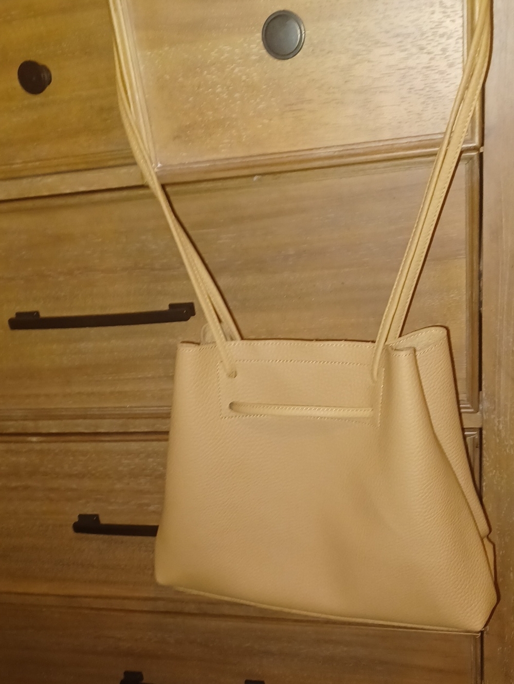 NWOT 8 OthNWOT 8 Other Reasons Vegan Leather Slouchy Bucket Bag Medium Beige Tot